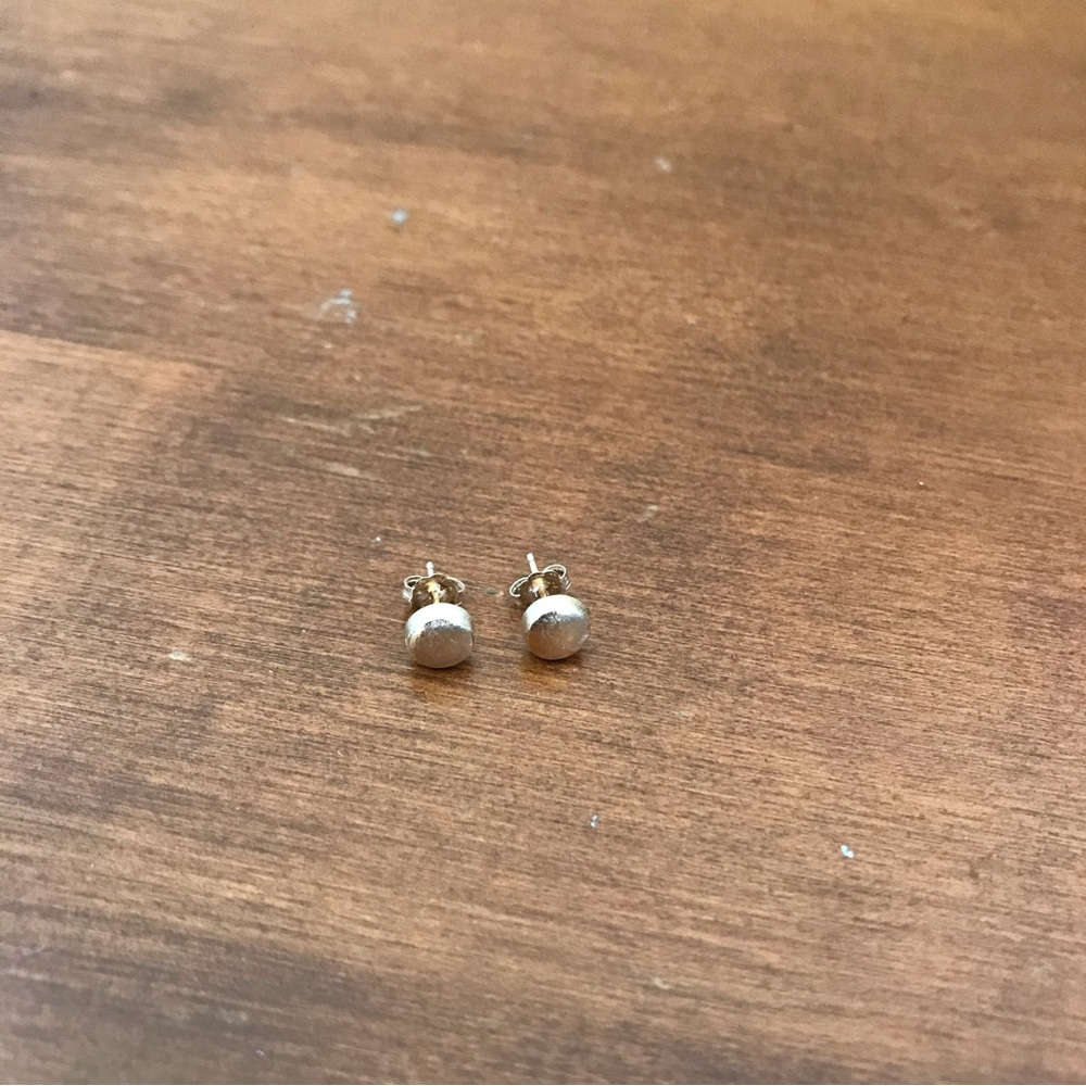 Nicole Landaw Small Hewn Circle 14k Gold Studs